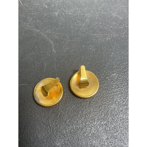 Vintage Gold Black Clip-On Earrings With Bird & Floral Design - Picture 2 of 2